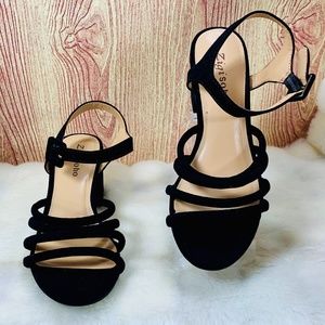 Black Suede Sandal w/ Kitten Heel